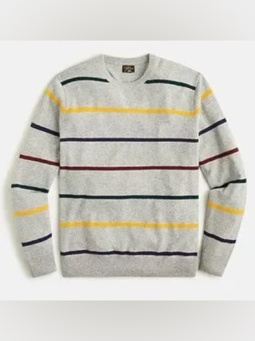J. Crew Gray Cashmere Sweater with Multicolor Stripes